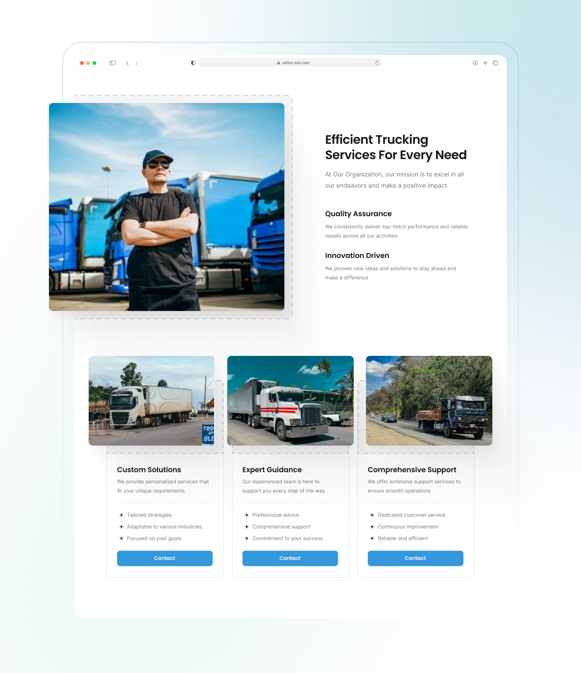 How to create a trucking services website