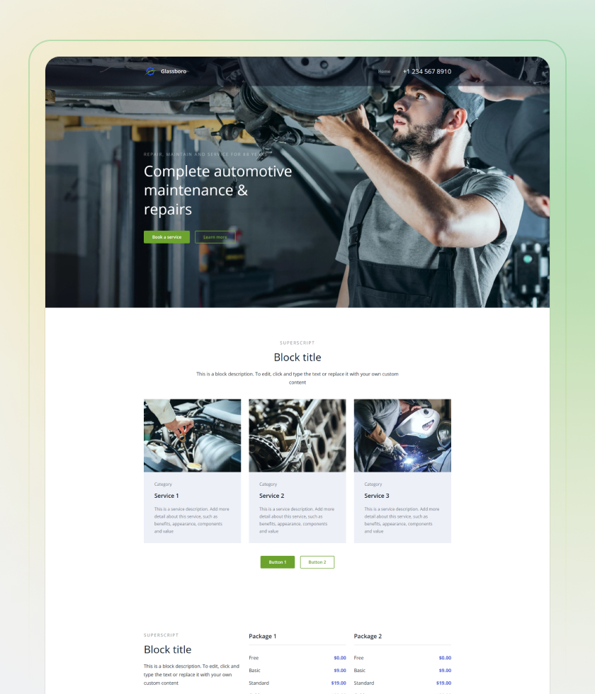 Automotive Services Website Template 1