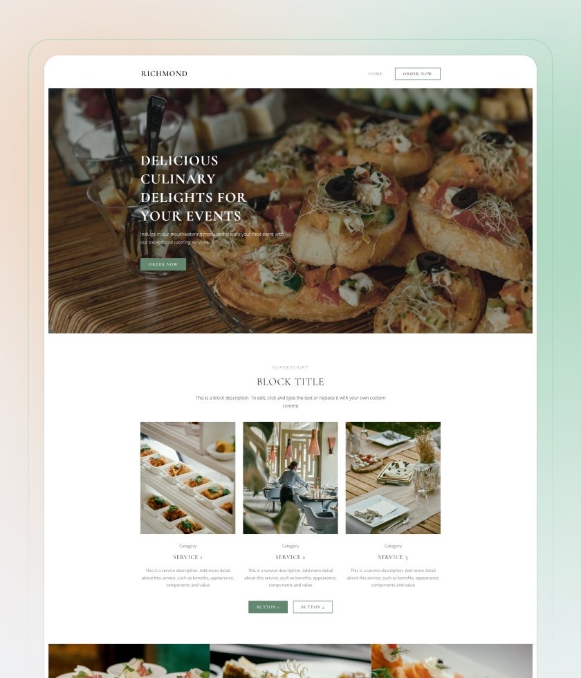 Modello di sito web per catering 1