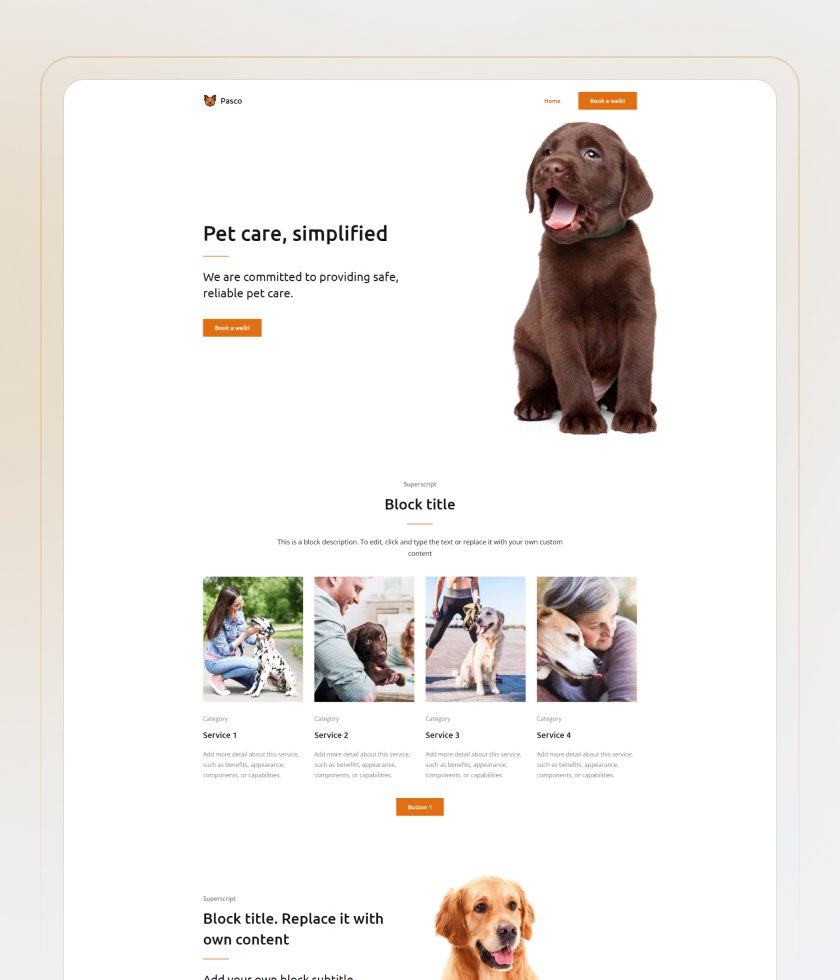 Modèle de site web pour service de garde d'animaux 1