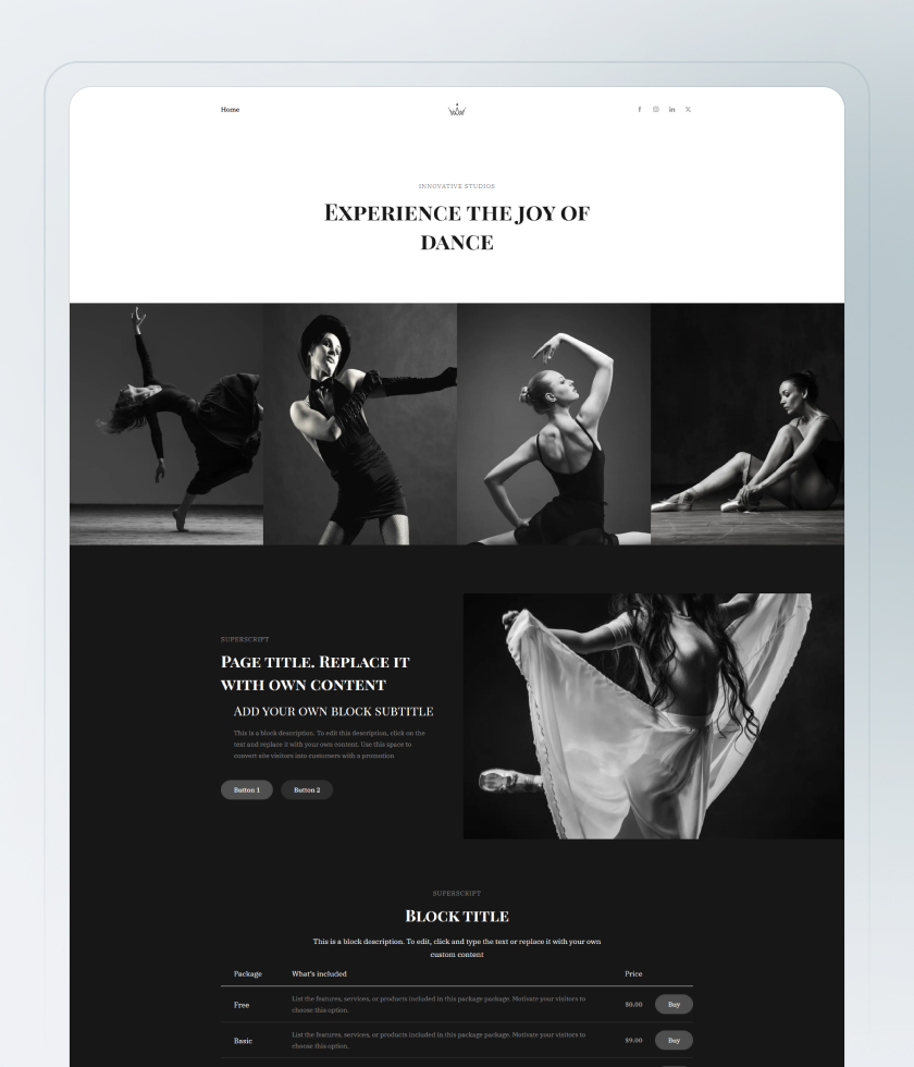 Modèle de Site Web pour Studio de Danse 1