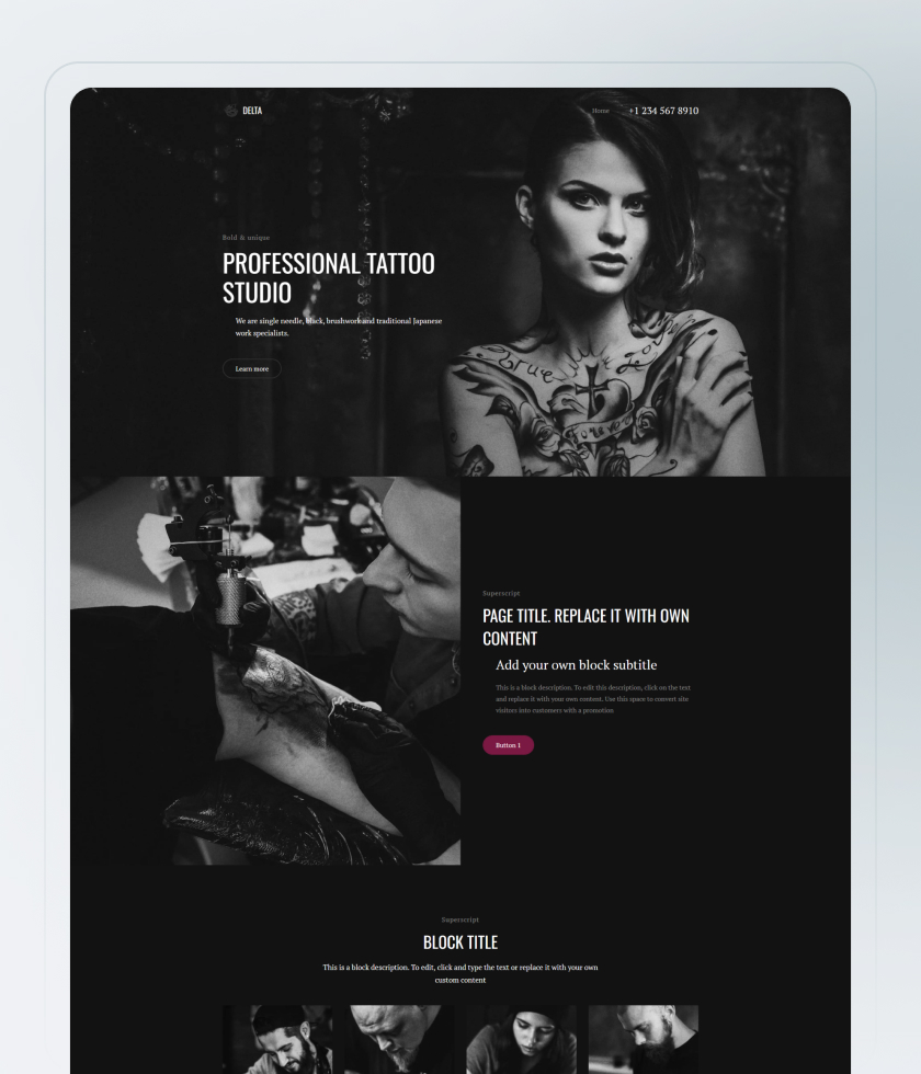 Modèle de Site Web pour Studio de Tatouage 1