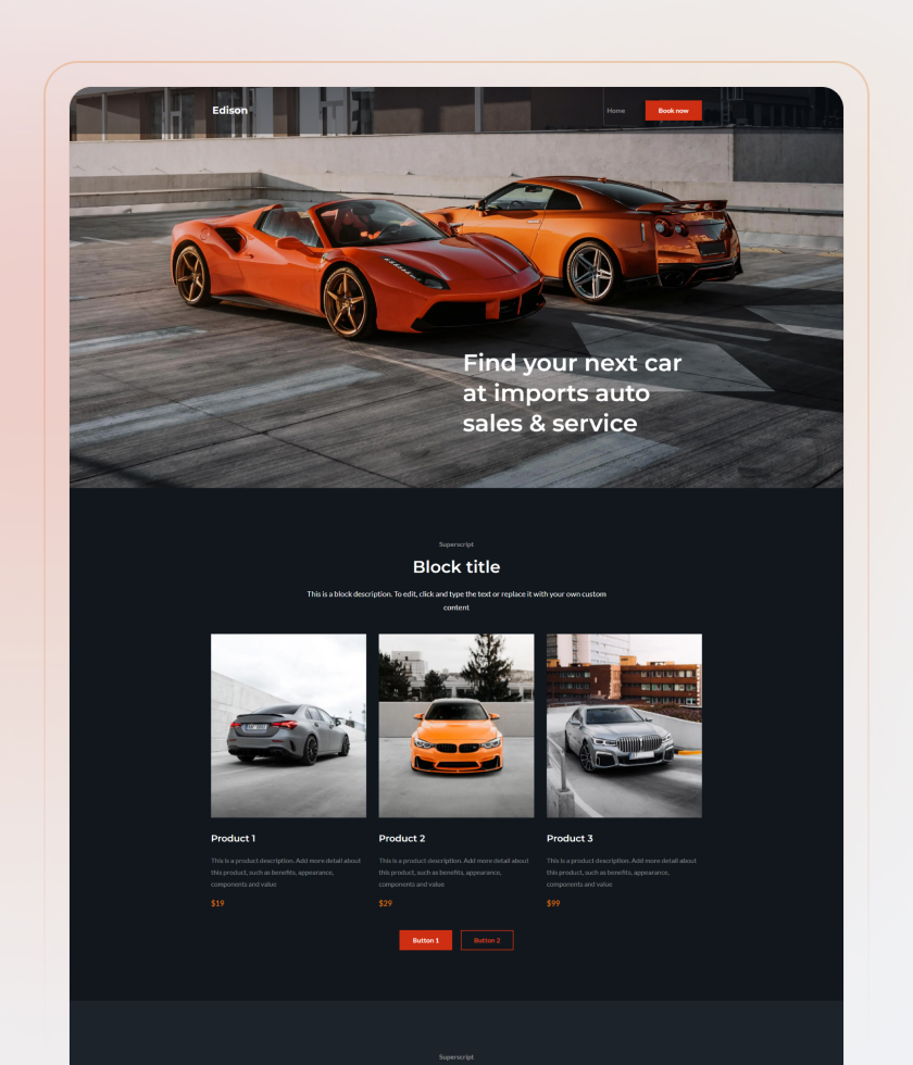 Modèle de site web pour services automobiles 2